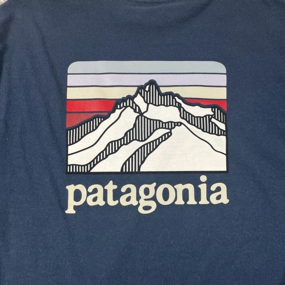 Patagonia Blue Short Sleeve Tee with Mountain Graphic - Picture 5 of 12
